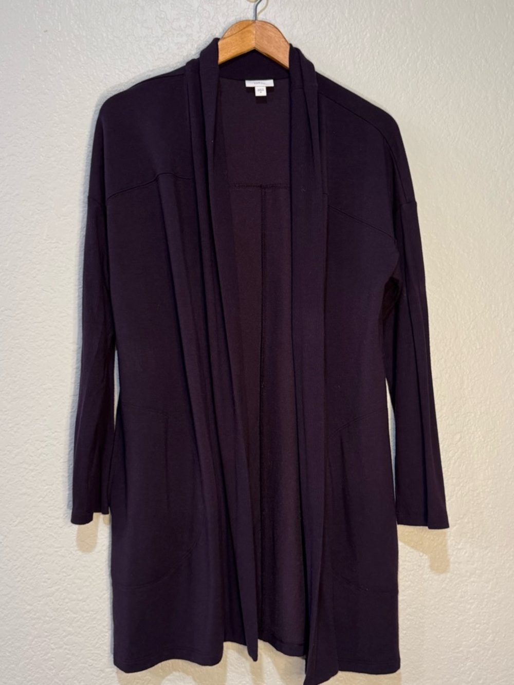 J. Jill Dark Purple Open-Front Long Cardigan